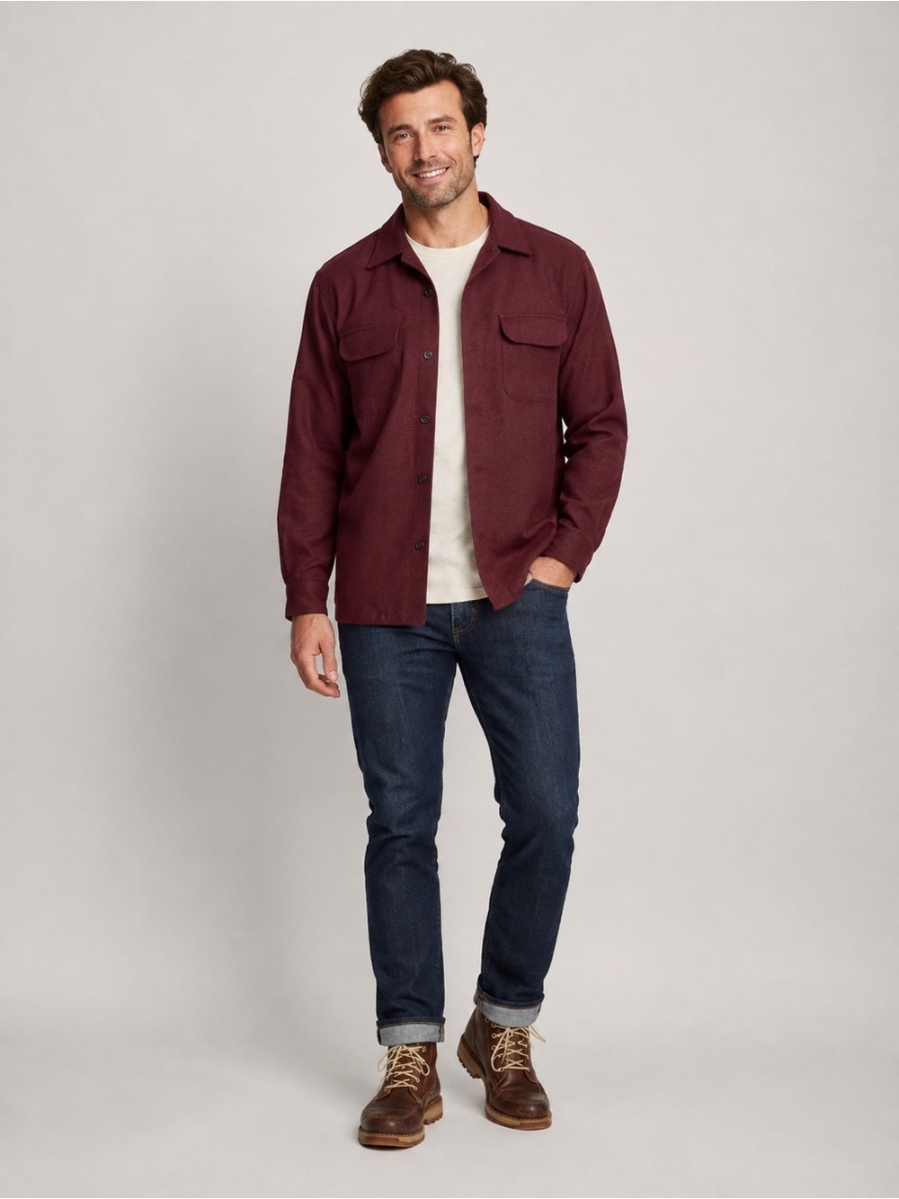 Pendleton Original Board Shirt Men’s Small Burgundy 100% Virgin Wool USA Fabric